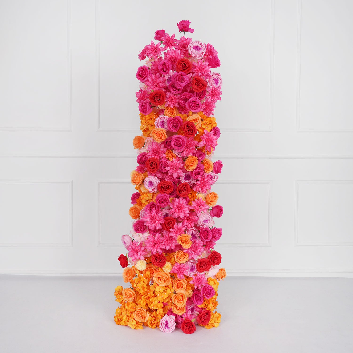 Artificial Orange Red Wedding KT Background Decor Flower Row