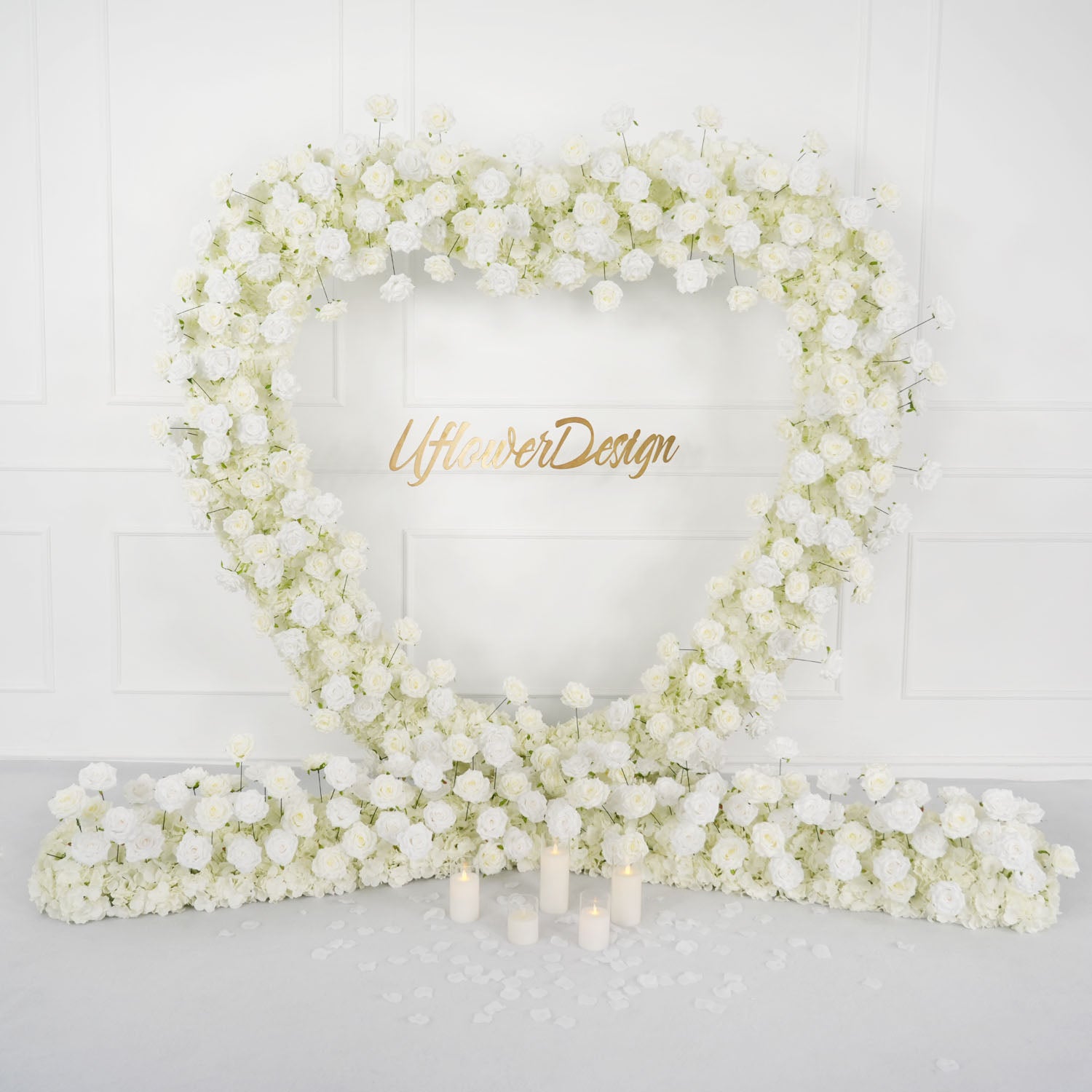 2×2m(78.7 inch * 78.7 inch) Rose Heart Shape+Flower Row*2