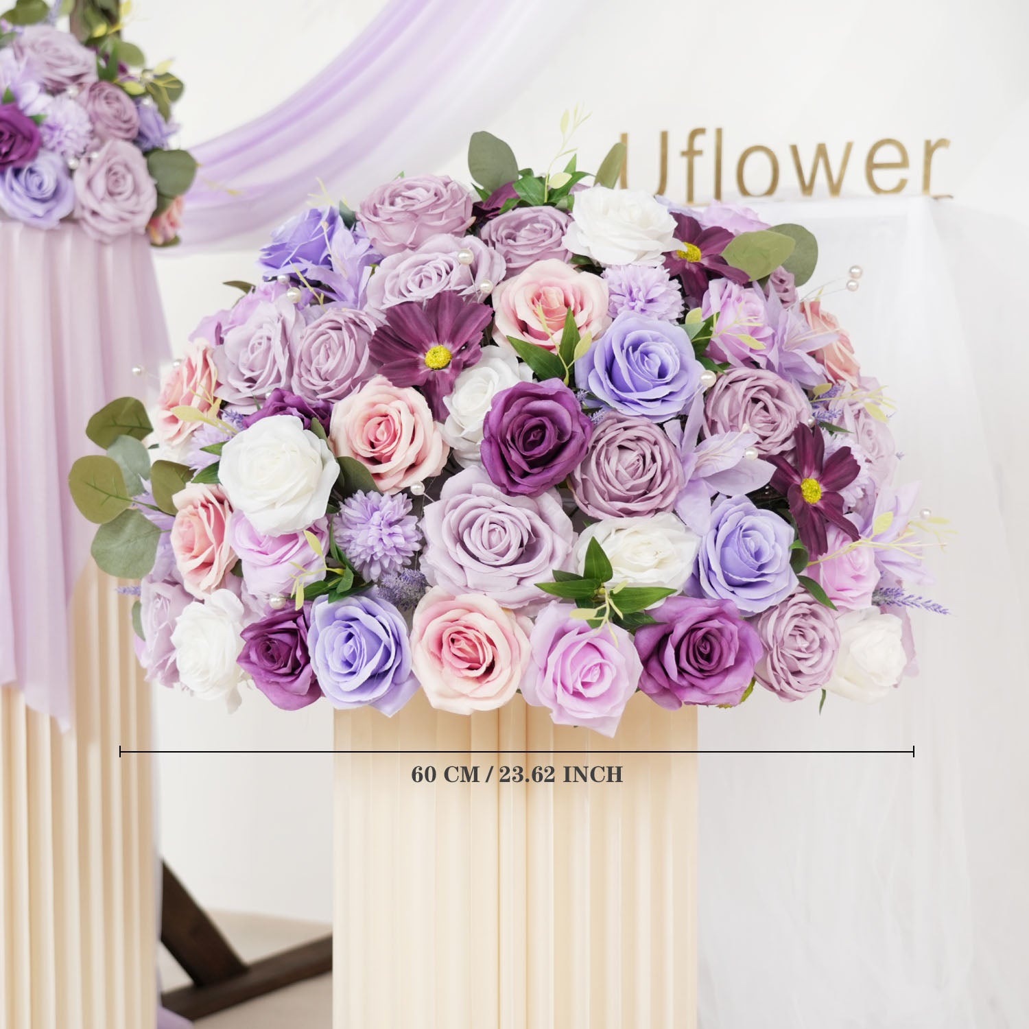 Purple Green Hanging Artificial Flower Corner Floral