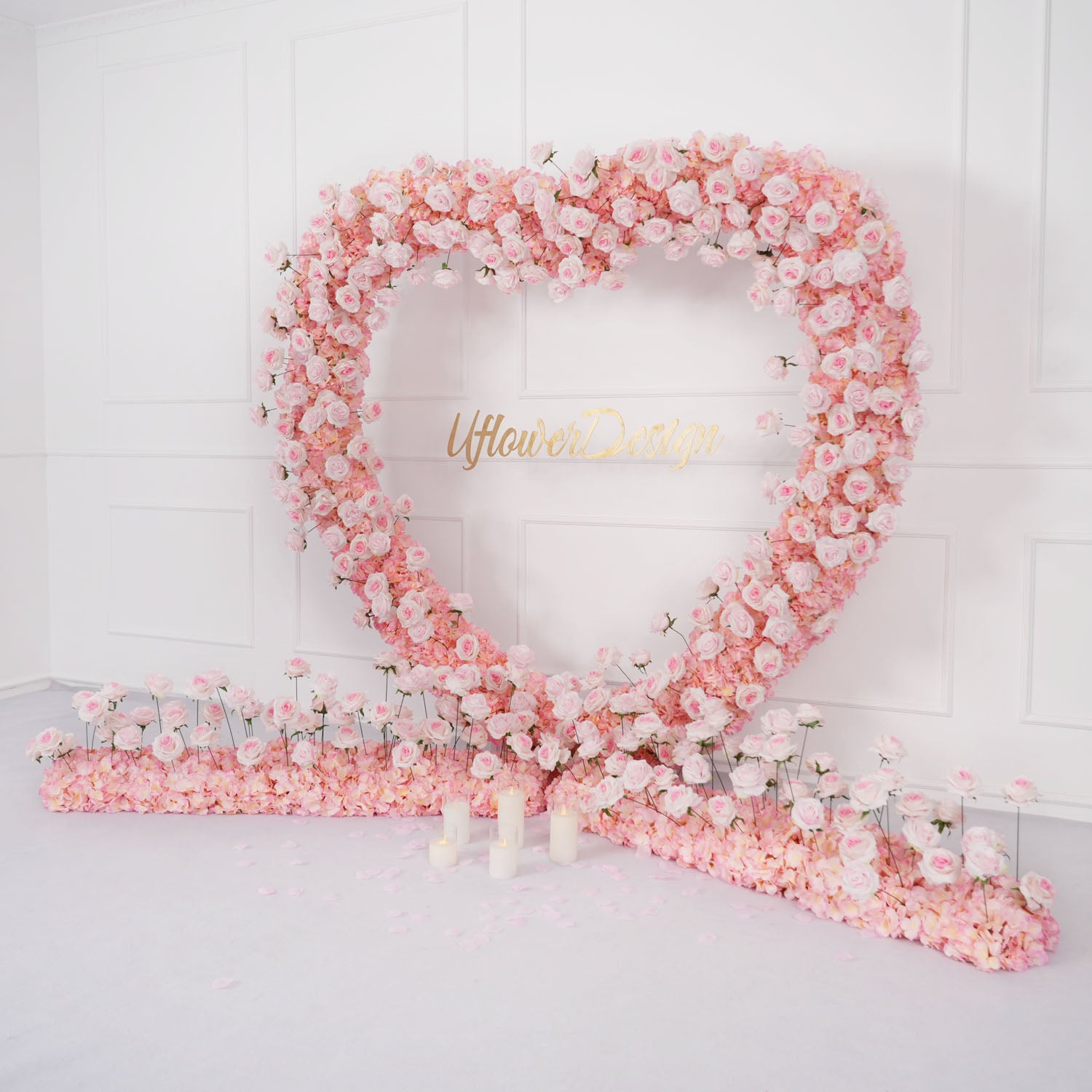 78.74x78.74in/2×2m (Rose Heart Shape+Flower Row*2)