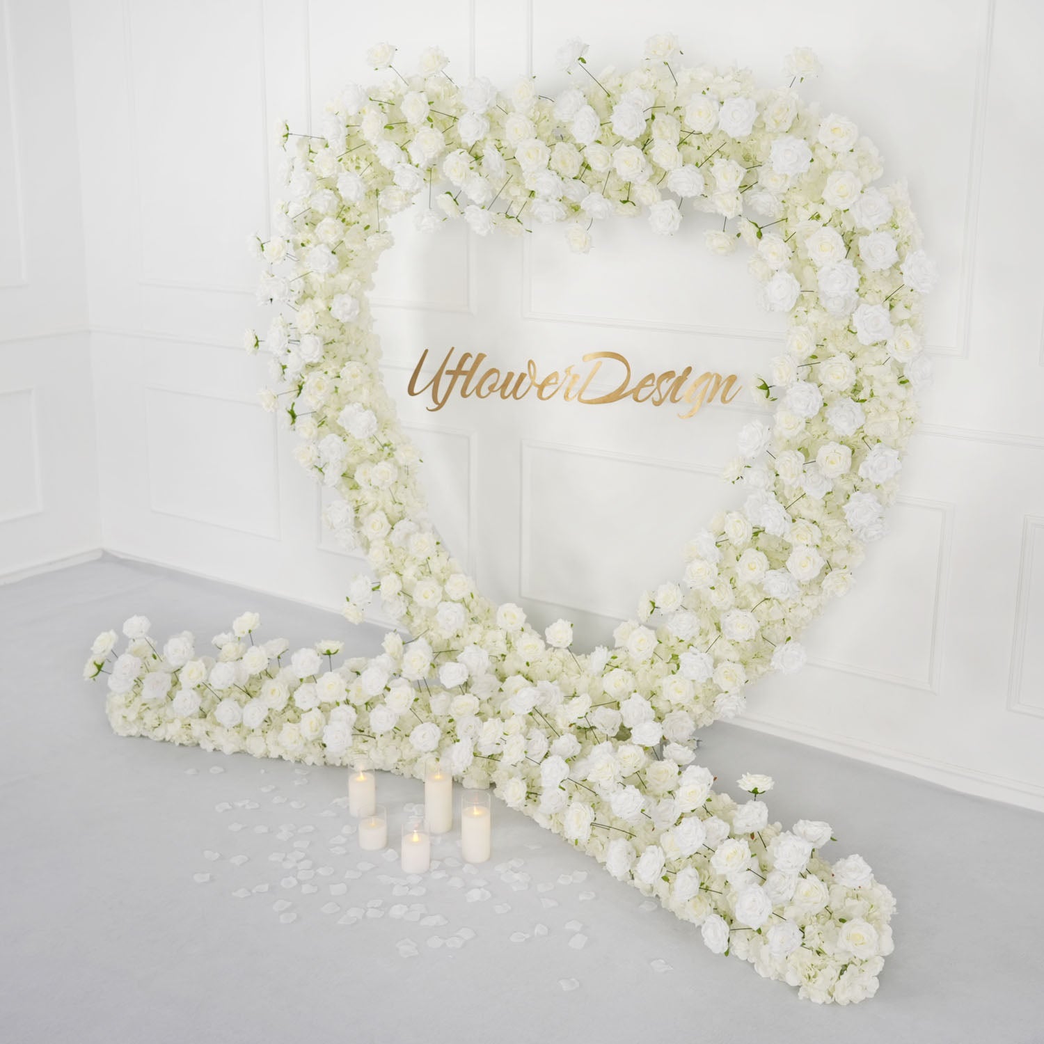 2×2m(78.7 inch * 78.7 inch) Rose Heart Shape+Flower Row*2