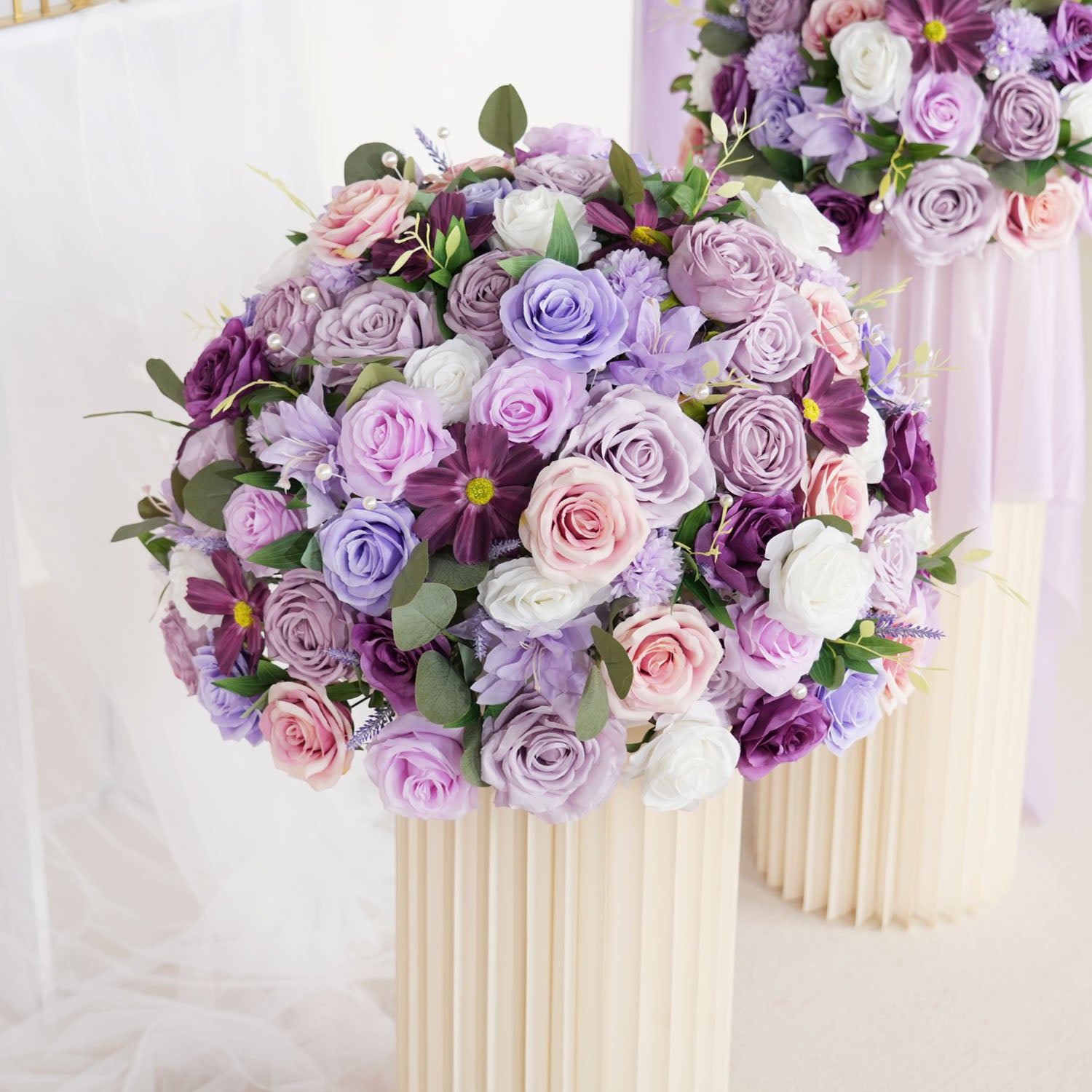 Purple Green Hanging Artificial Flower Corner Floral