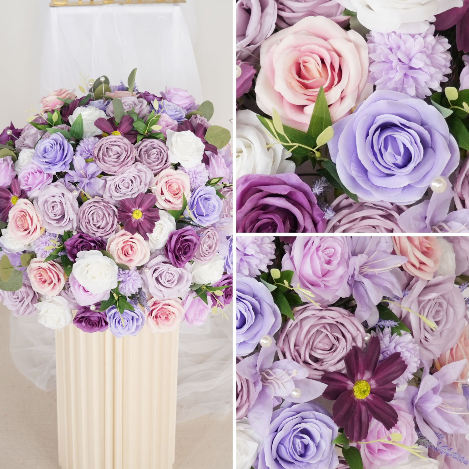 Purple Green Hanging Artificial Flower Corner Floral