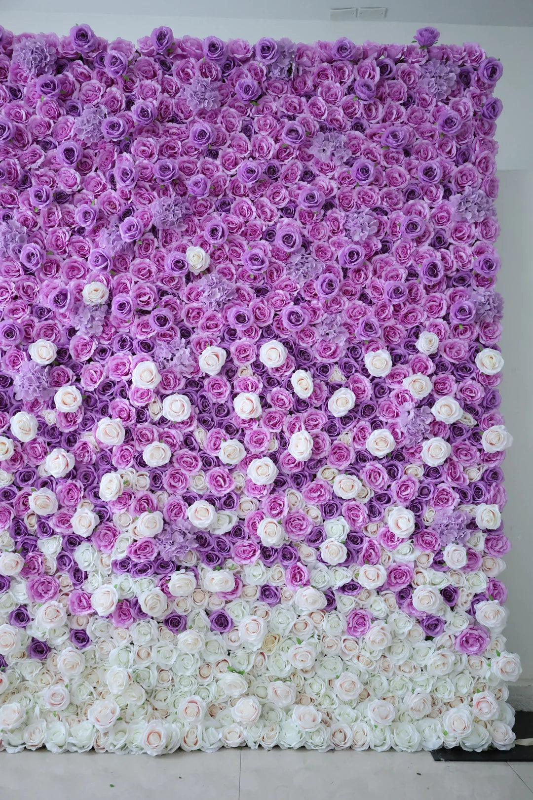 Purple Rose Gradient Fabric Flower Wall Wedding Background Party Activity Props