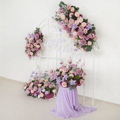 Artificial Purple Wedding KT Backdrop Flower Row Decor 4 Pc SET