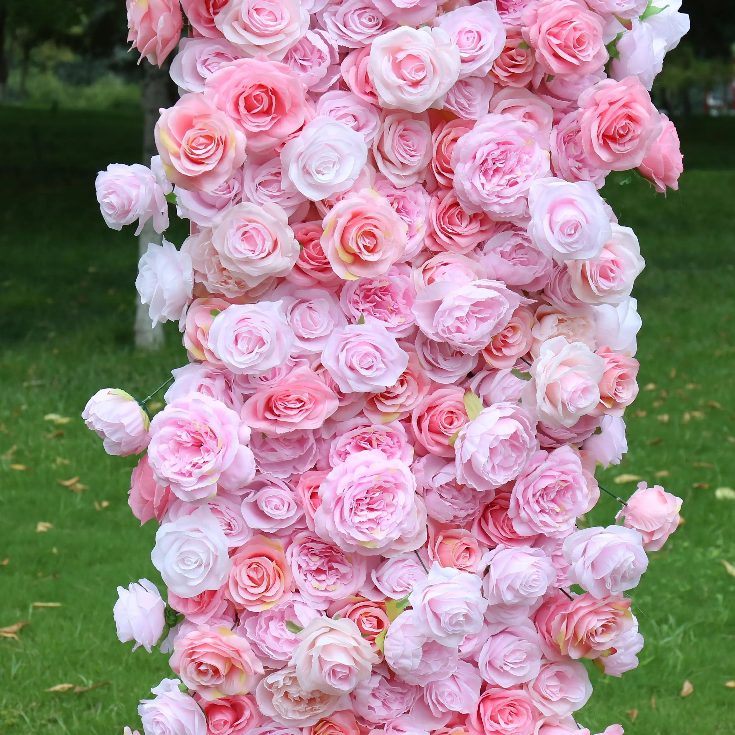 Uflower Pink Rose Floral Square Arch Wedding Party Backdrop Decoration