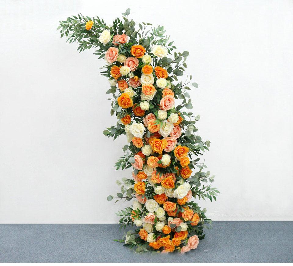 Orange Ivory Horn Arch Artificial Flower Wedding Decor