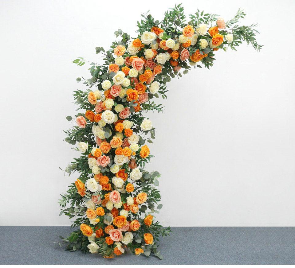 Orange Ivory Horn Arch Artificial Flower Wedding Decor