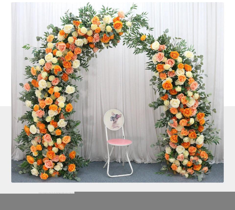 Orange Ivory Horn Arch Artificial Flower Wedding Decor