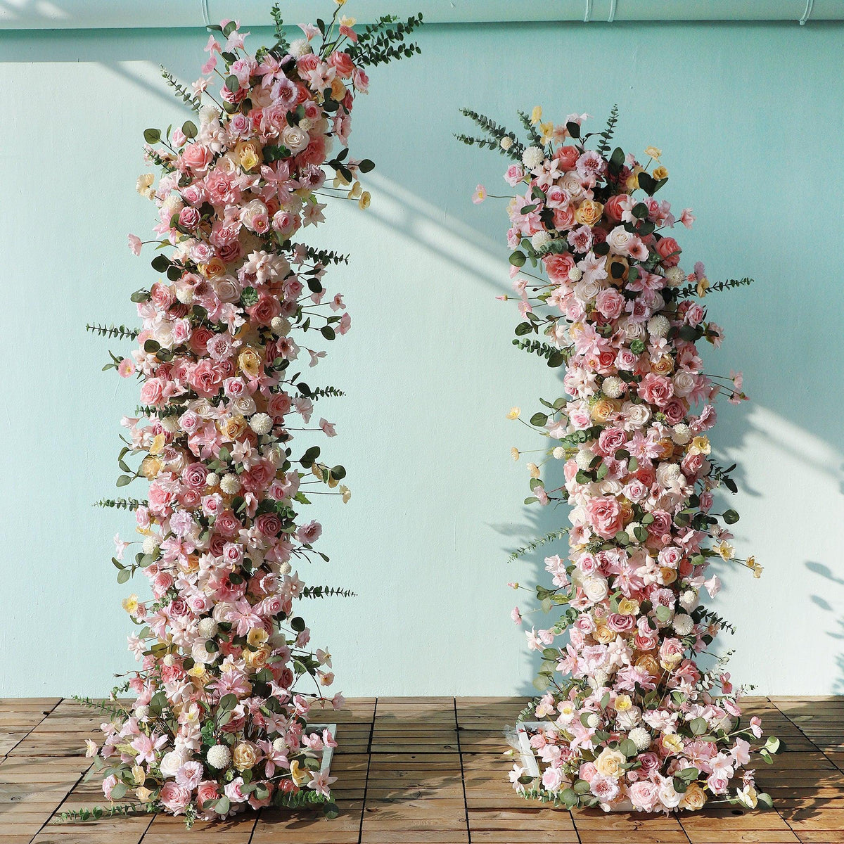 Pink Horn Arch Artificial Flower Wedding Decor