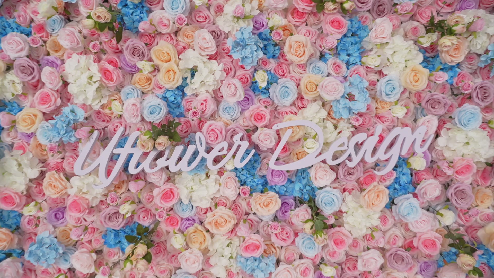 5D Powder Blue Rose Artificial Rolling Up Curtain Flower Wall Video