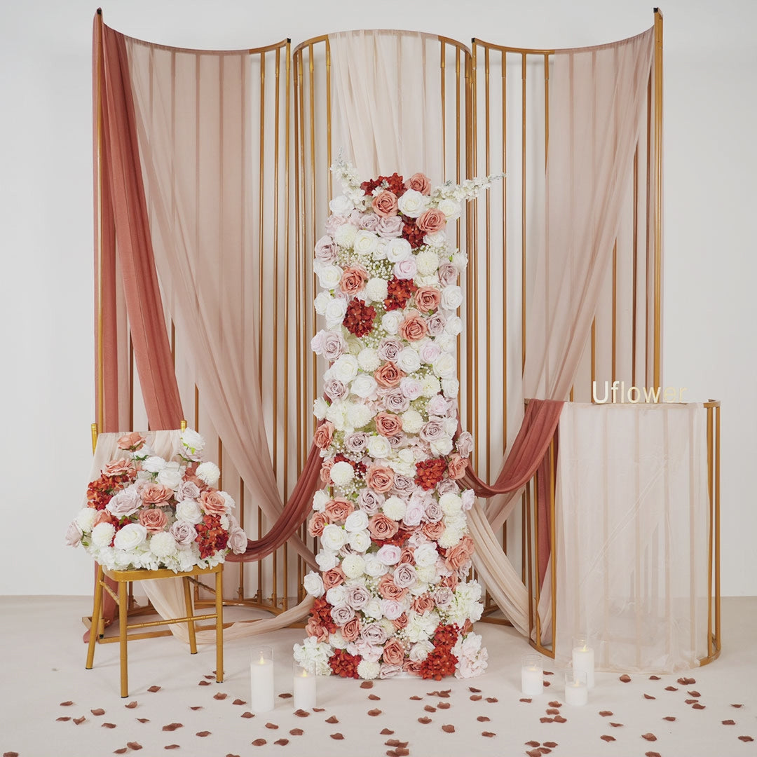 Artificial Brown Curry Rose Flower Arch Floor Flower Arrangement product video