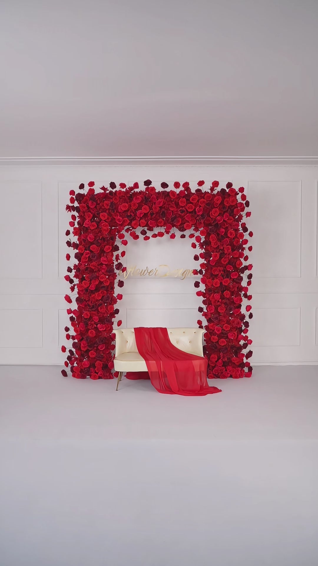 Artificial Flower Arch 5D Red Burgundy Roses Wedding Decor Video