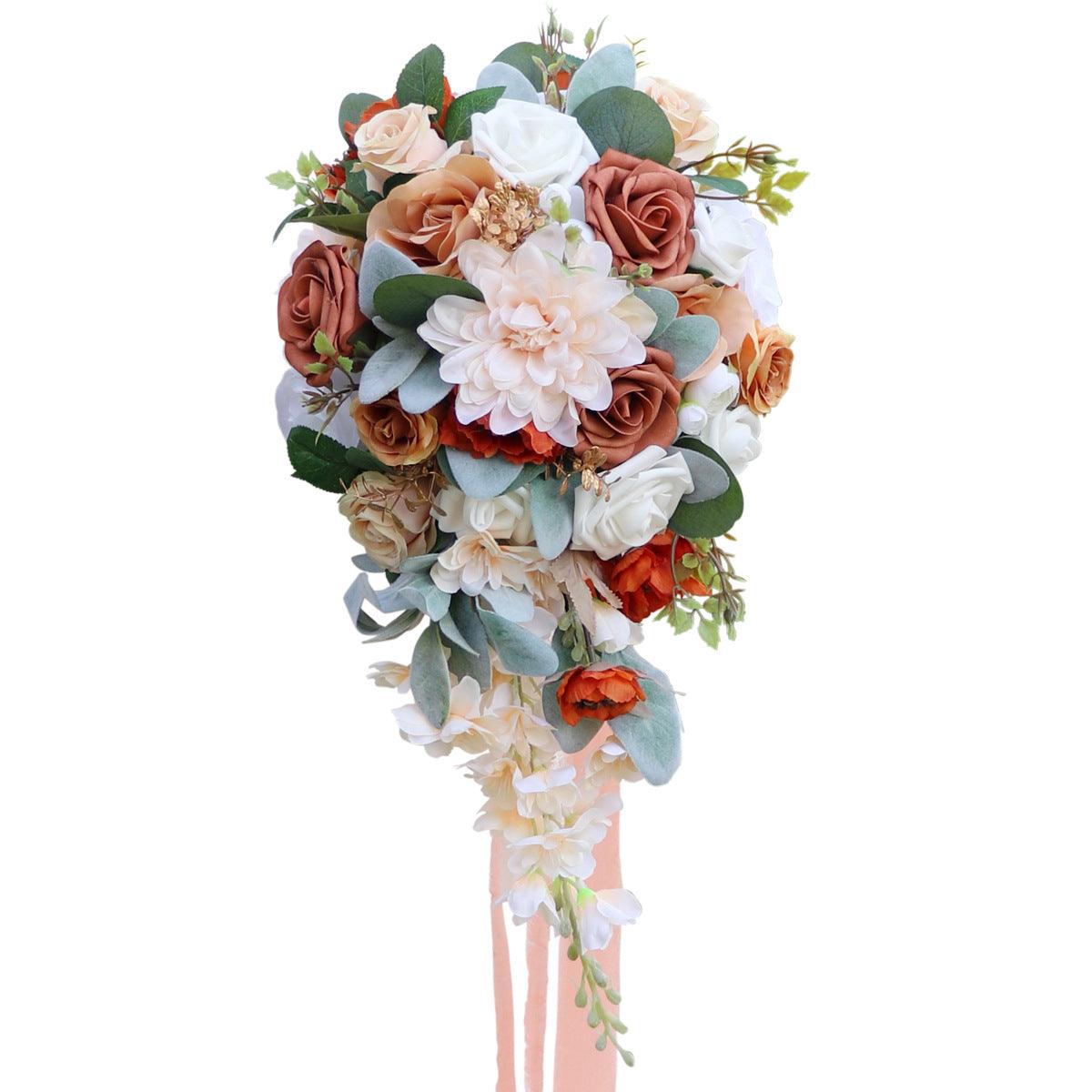 Cascade Bridal Bouquet in Champagne Orange