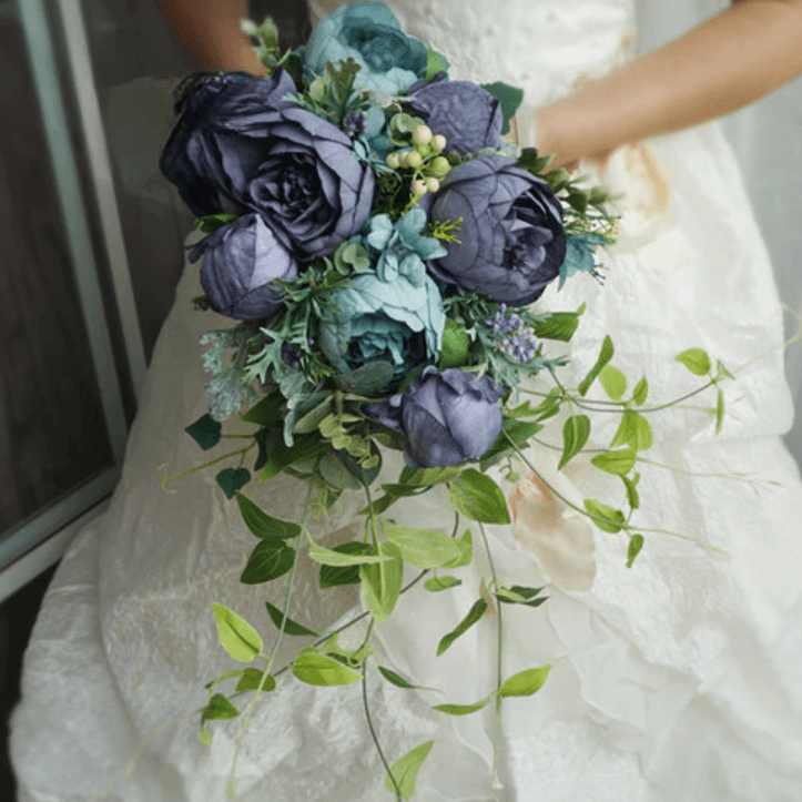 Cascade Bridal Bouquet in Retro Blue