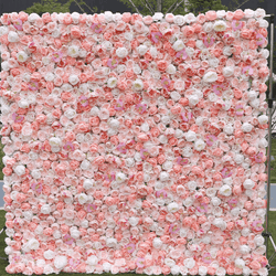 Flower Wall Light Pink Rose Fabric Rolling Up Curtain Floral Backdrop Wedding Party Proposal Decor