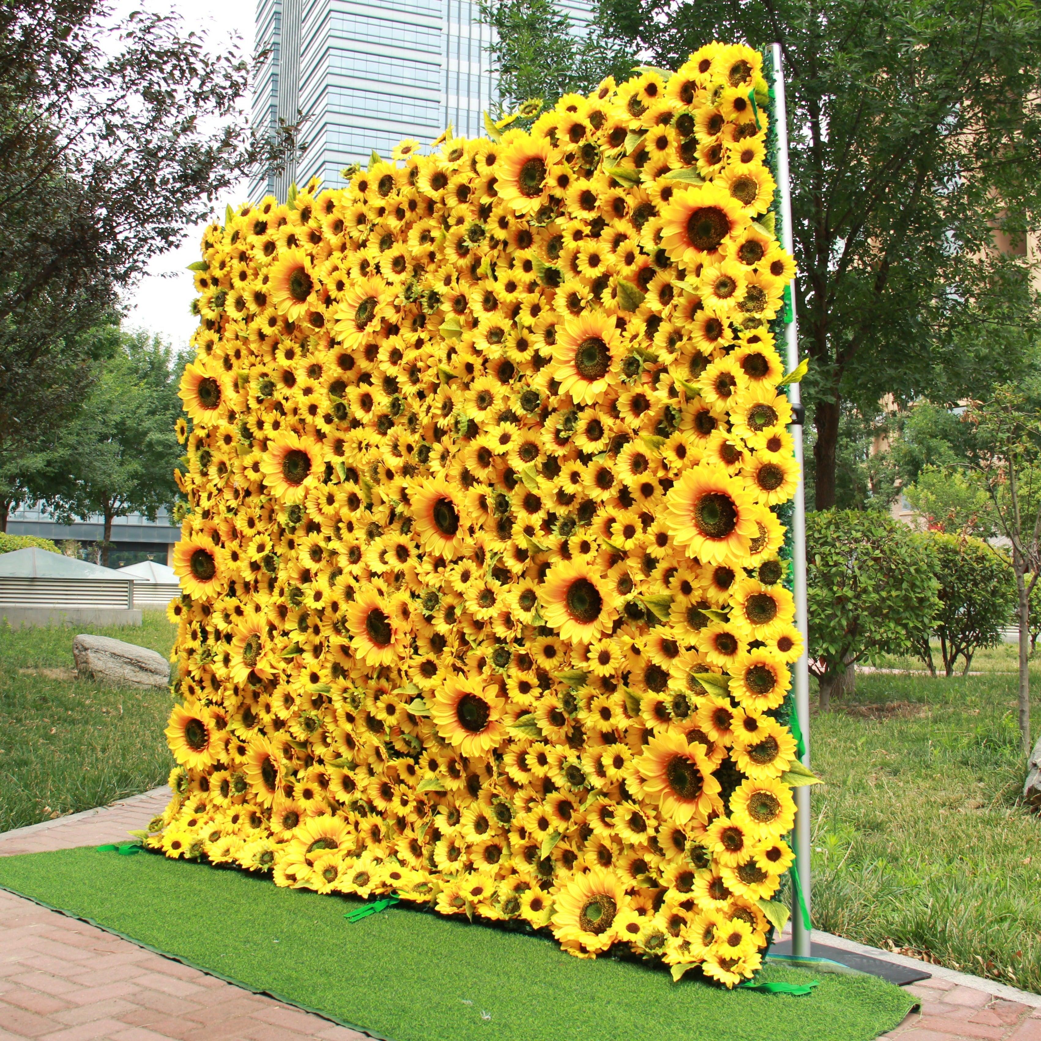 Flower Wall Sunflower Fabric Rolling Up Curtain Floral Backdrop Wedding Party Proposal Decor