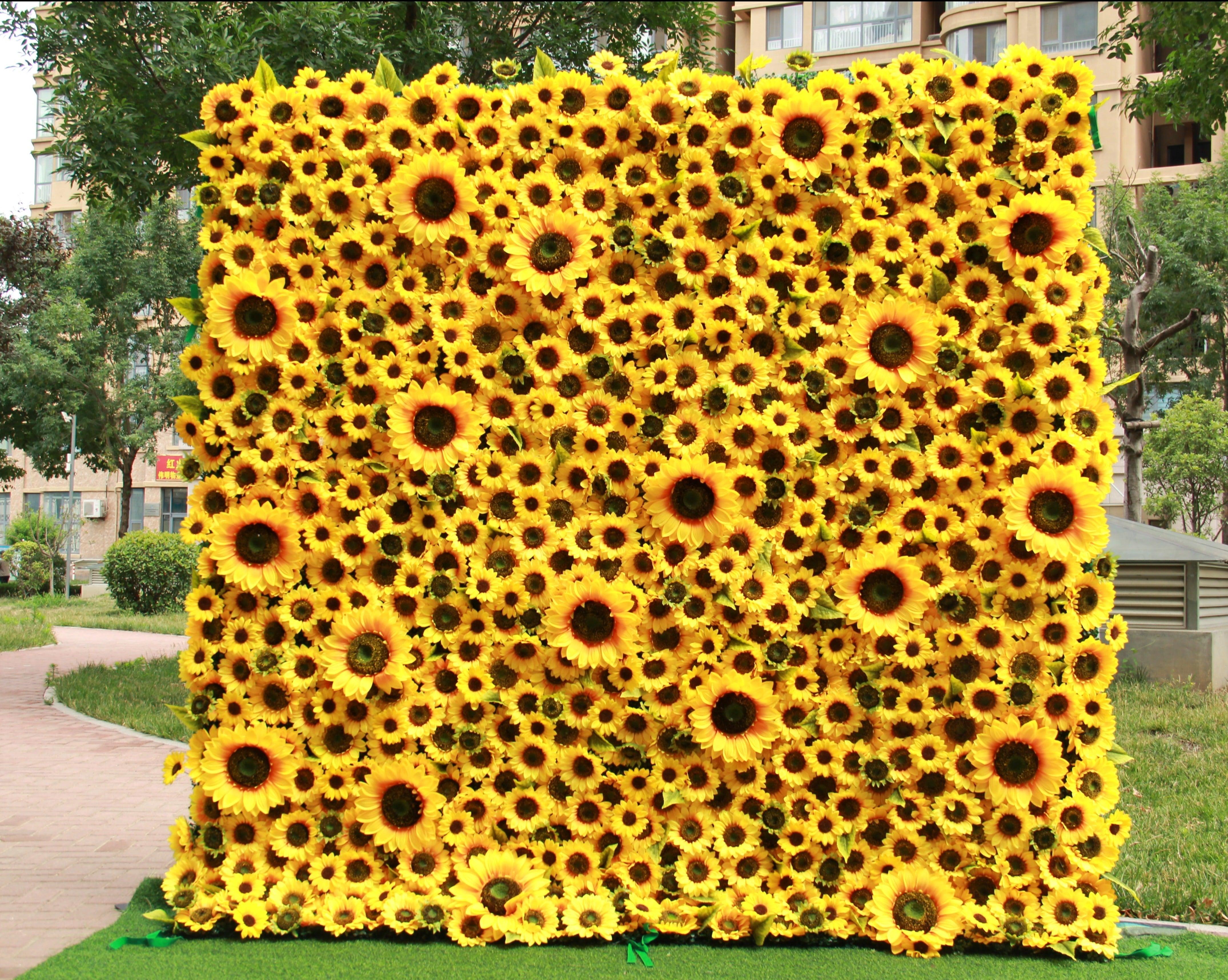 Flower Wall Sunflower Fabric Rolling Up Curtain Floral Backdrop Wedding Party Proposal Decor