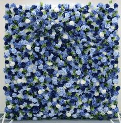 Flower Wall Royal Blue & White Rolling Up Curtain Floral Backdrop Wedding Party Proposal Decor