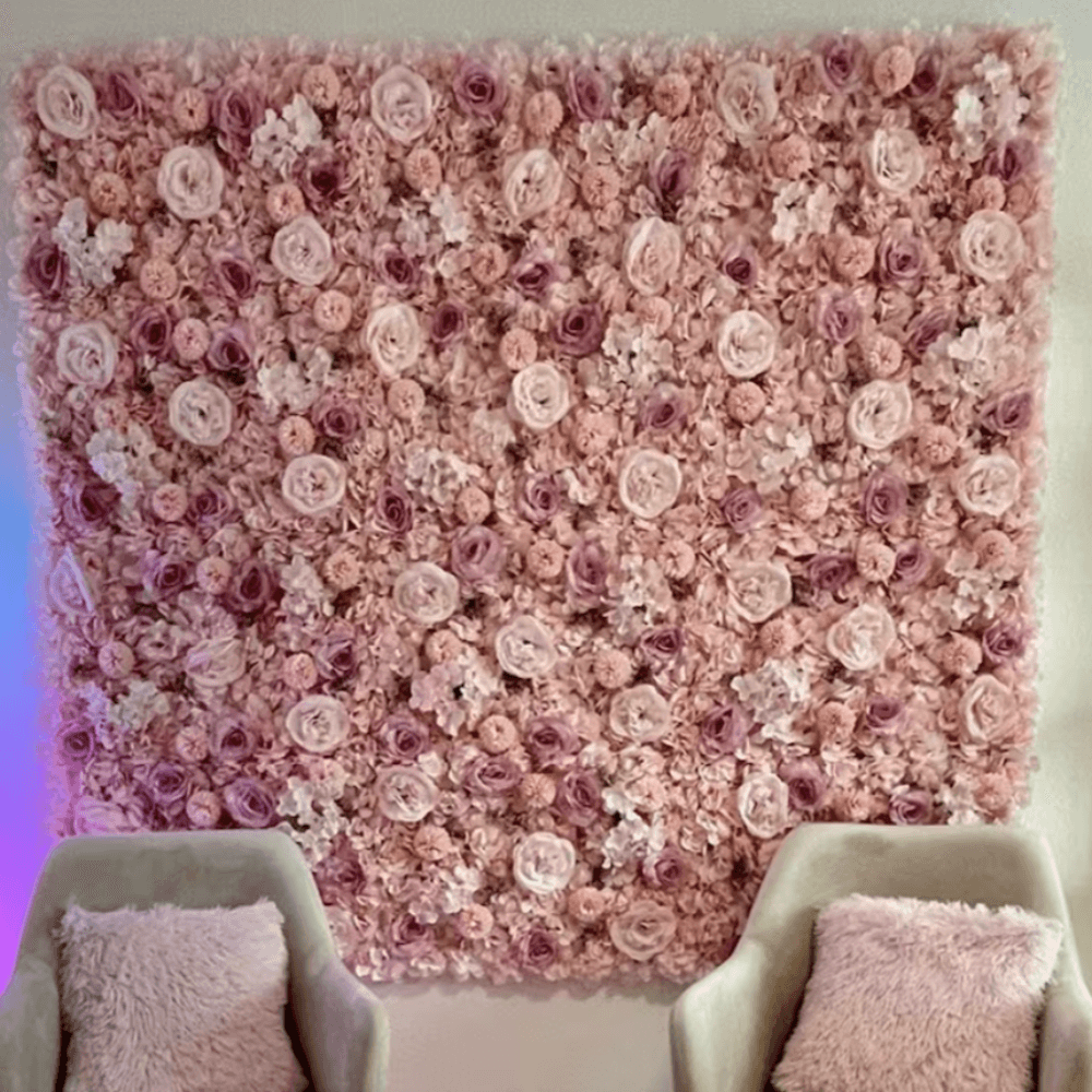 Flower Wall Lotus Root Pink Rolling Up Curtain Floral Backdrop Wedding Party Proposal Decor