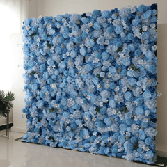 Flower Wall Sky Blue Rolling Up Curtain Floral Backdrop Wedding Party Proposal Decor