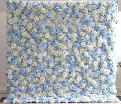 Flower Wall Tiffany Blue & White Fabric Rolling Up Curtain Floral Backdrop Wedding Party Proposal Decor