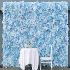 Flower Wall Navy Blue Fabric Rolling Up Curtain Floral Backdrop Wedding Party Proposal Decor