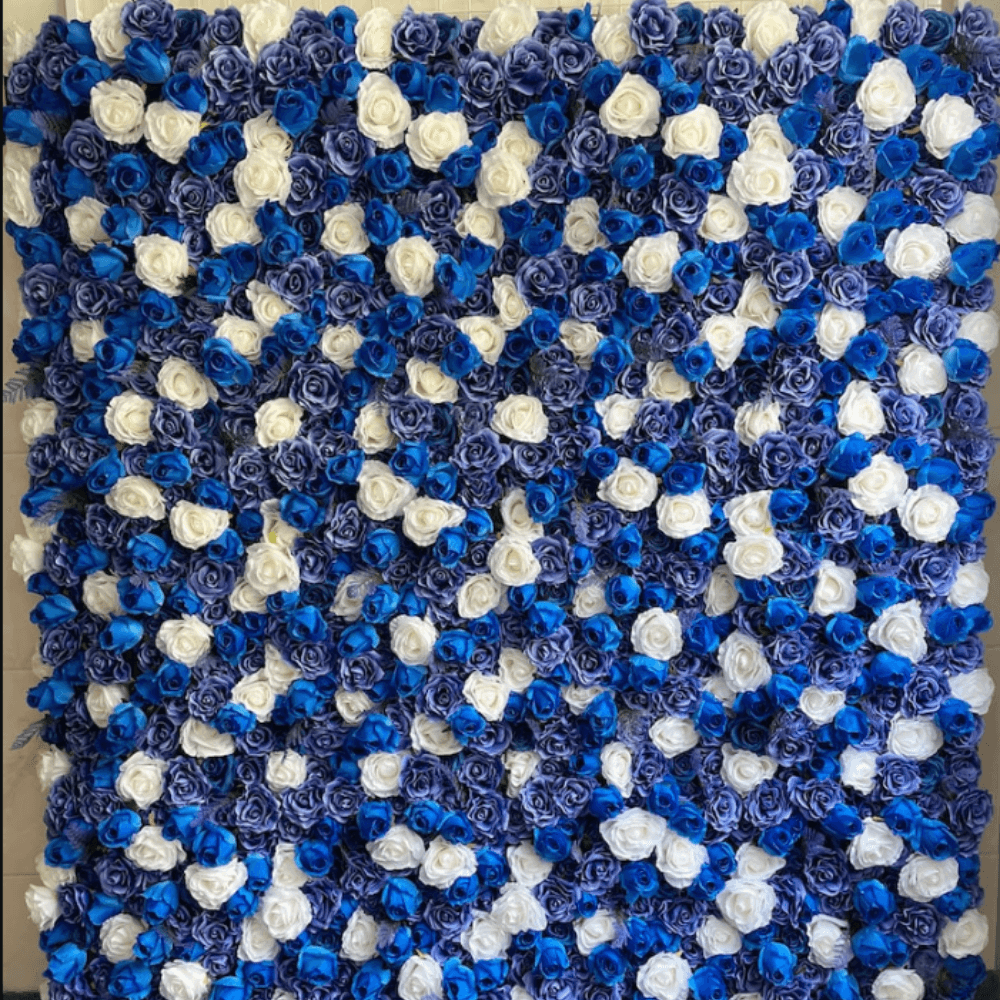 Flower Wall Blue & White Fabric Rolling Up Curtain Floral Backdrop Wedding Party Proposal Decor