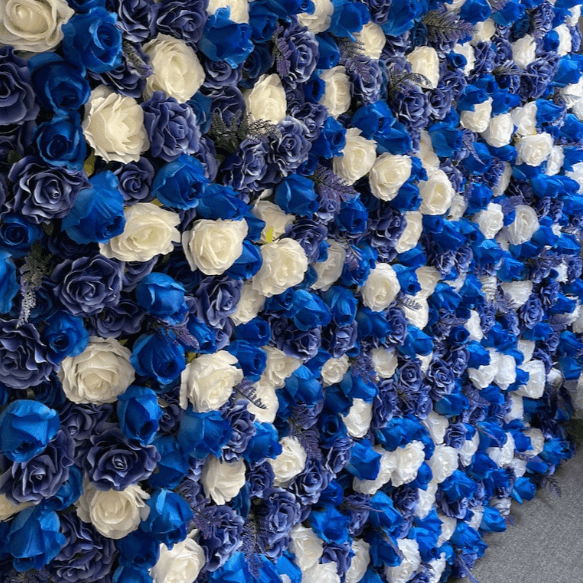 Flower Wall Blue & White Fabric Rolling Up Curtain Floral Backdrop Wedding Party Proposal Decor