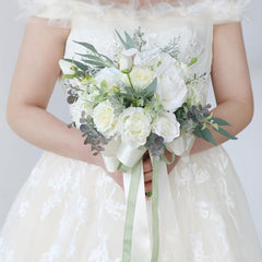 Bridal Bouquet in White Rose Peony