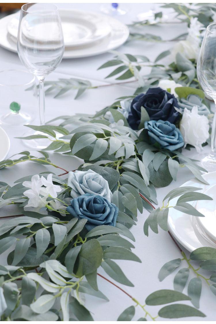 Table Flower Garland in Blue & Sage