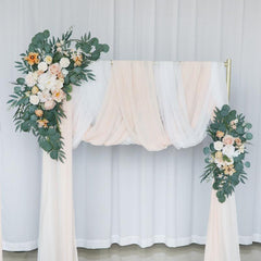 Wedding Arch Flowers Decor with Light Champagne Orange