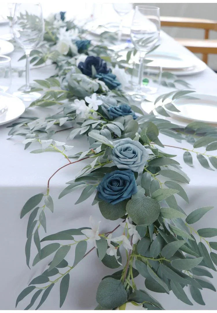 Table Flower Garland in Blue & Sage - Uflower