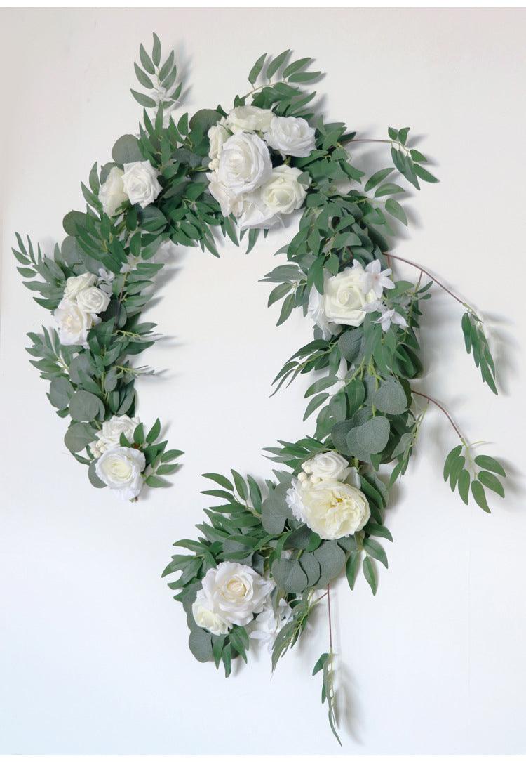 Table Flower Garland in white & Sage