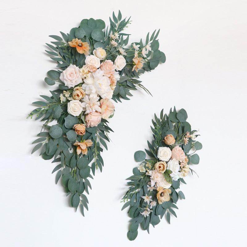 Wedding Arch Flowers Decor with Light Champagne Orange