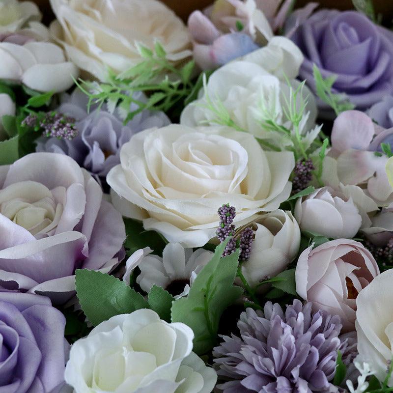 Flower Box Silk Blooming Flowers with Stem Purple