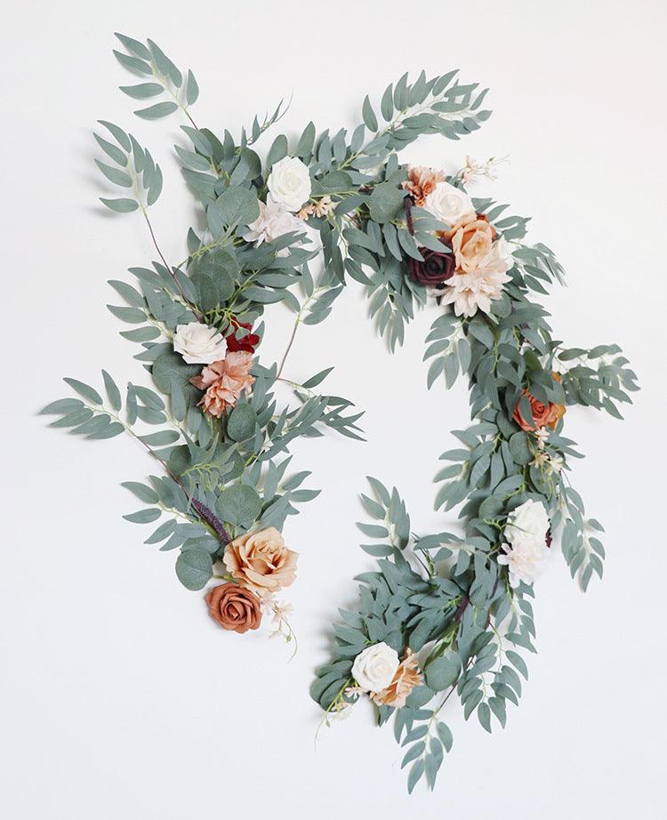 Table Flower Garland in Orange & Sage