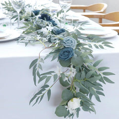 Table Flower Garland in Blue & Sage