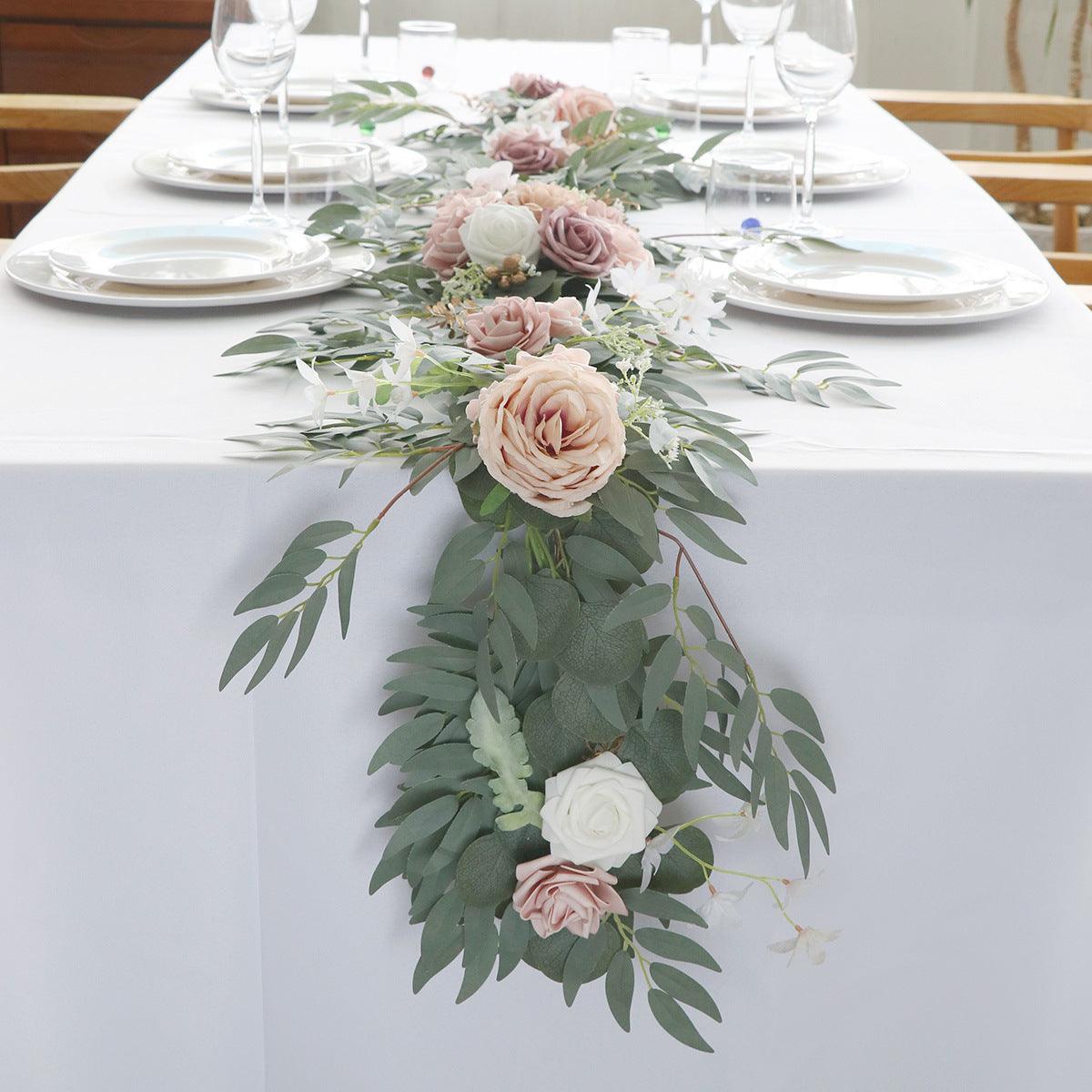 Table Flower Garland in Pink & Sage