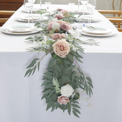 Table Flower Garland in Pink & Sage