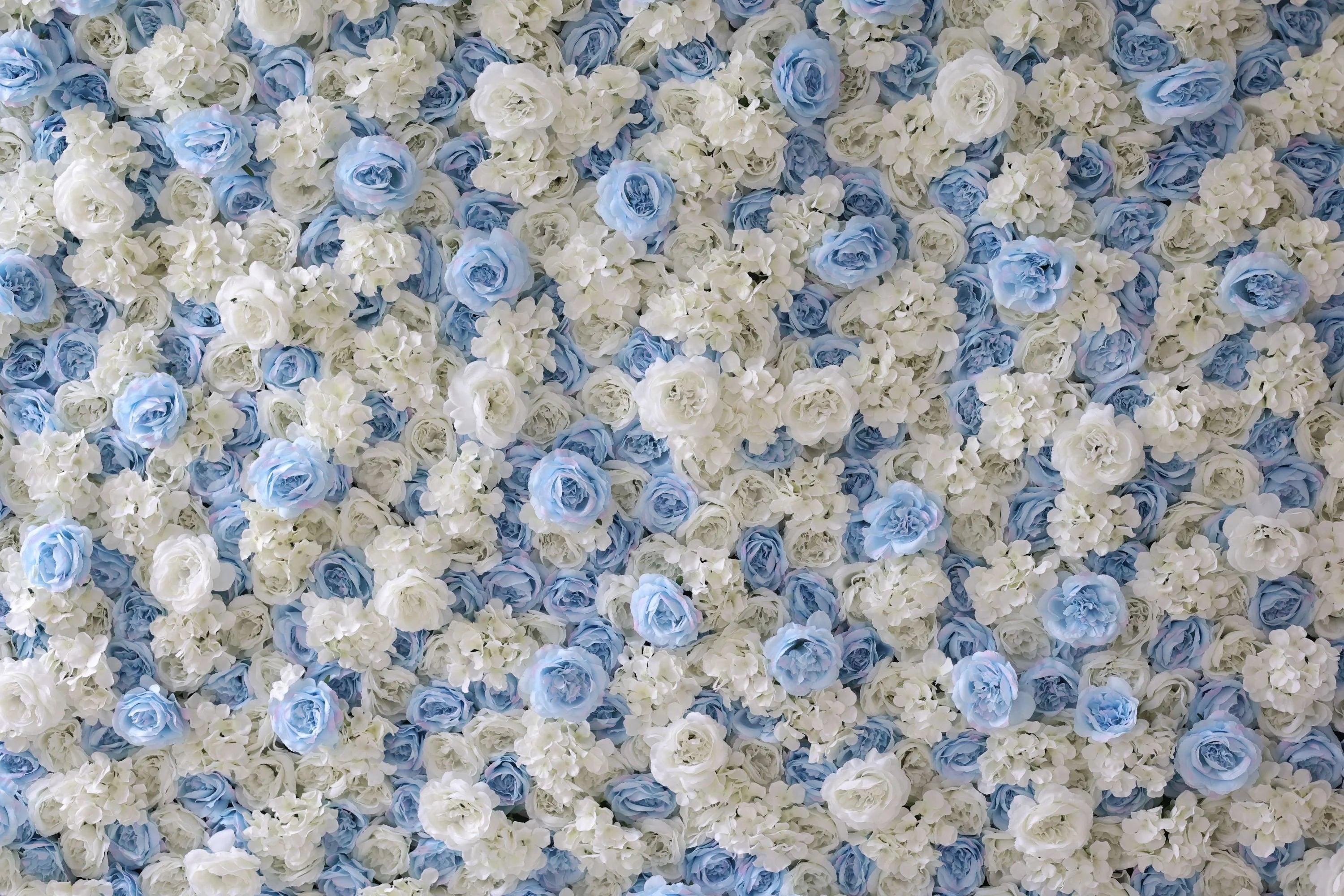 Flower Wall Tiffany Blue & White Fabric Rolling Up Curtain Floral Backdrop Wedding Party Proposal Decor