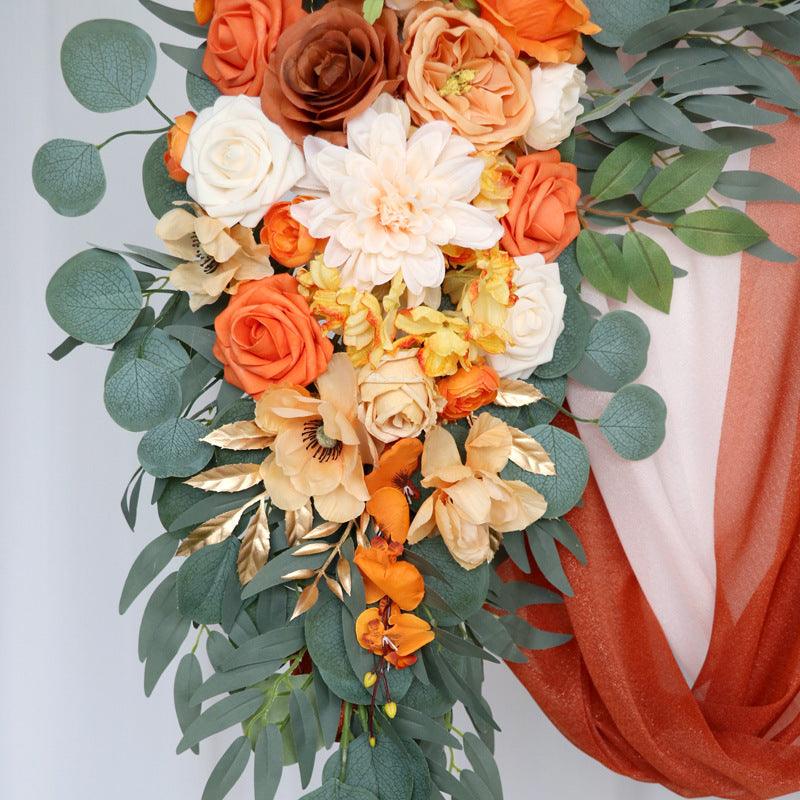 Wedding Arch Flowers Decor with Champagne Orange