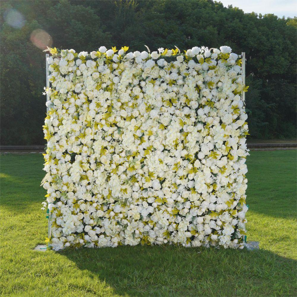 Flower Wall White Peony Fabric Rolling Up Curtain Floral Backdrop Wedding Party Proposal Decor