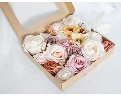 Flower Box Silk Blooming Flowers Lotus Root Powder White Orange