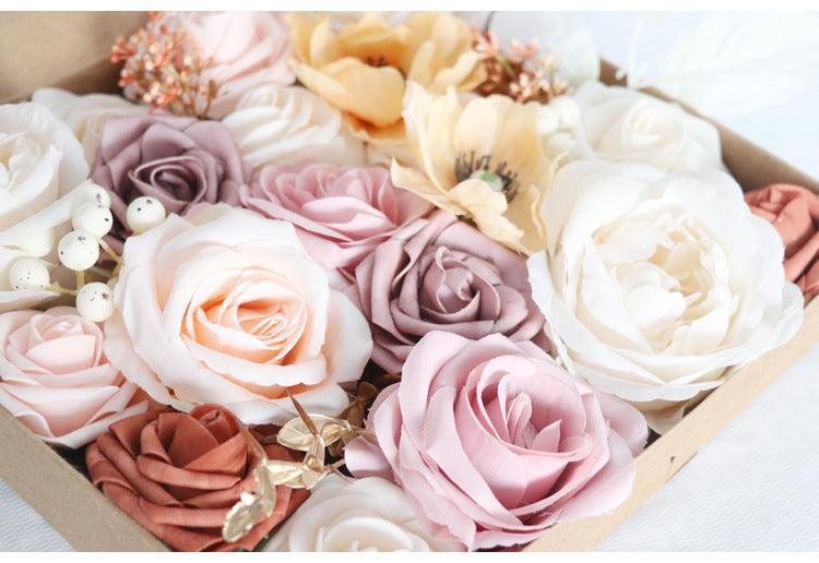 Flower Box Silk Blooming Flowers Lotus Root Powder White Orange - Uflower