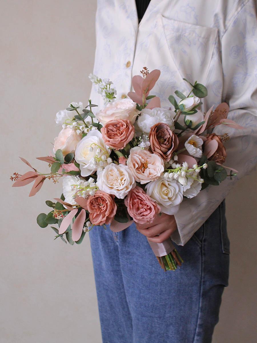 Free Form Bride Bridesmaid Bouquet Dusty Rose