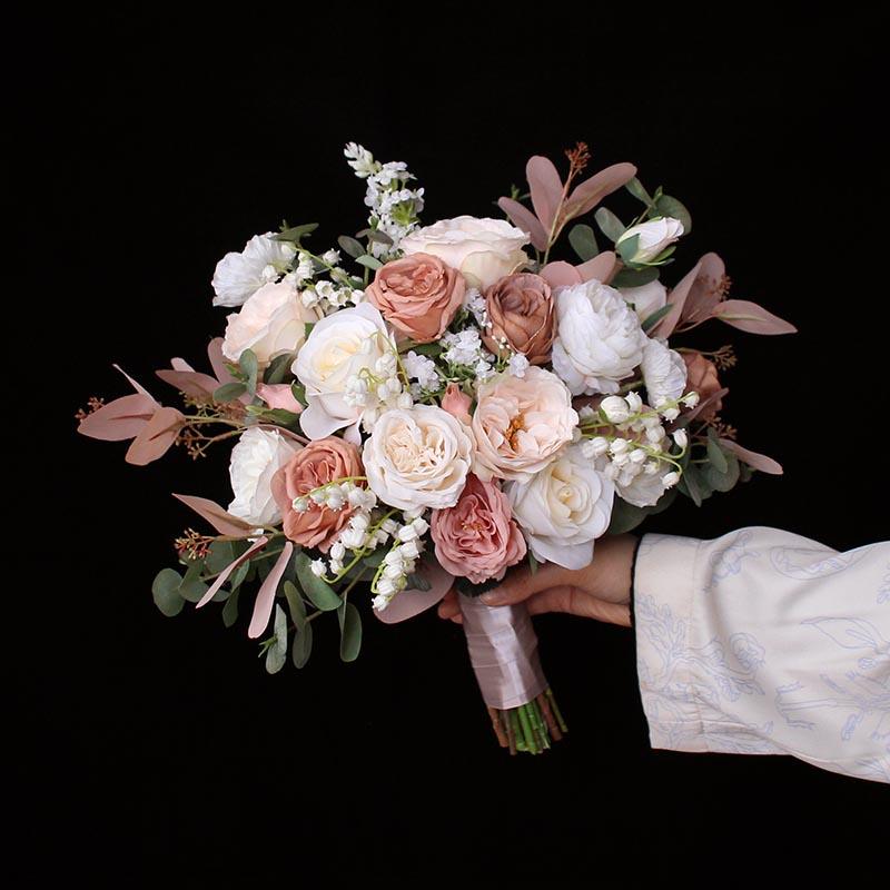 Free Form Bride Bridesmaid Bouquet Dusty Rose