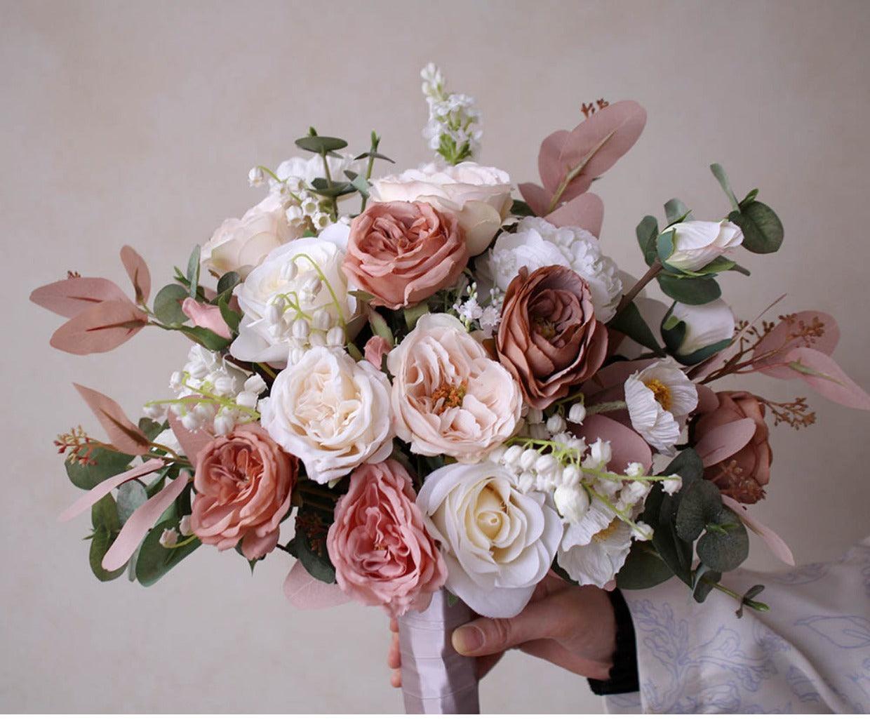 Free Form Bride Bridesmaid Bouquet Dusty Rose