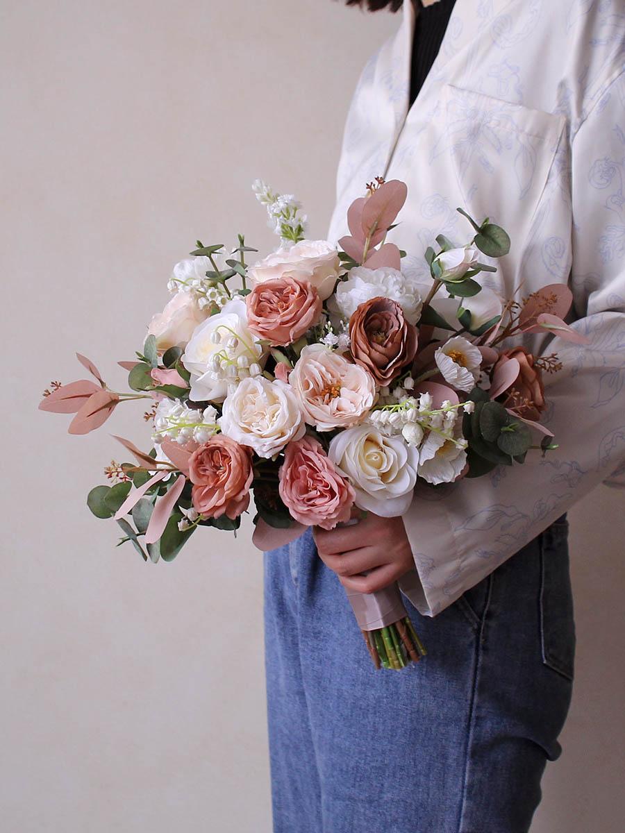 Free Form Bride Bridesmaid Bouquet Dusty Rose