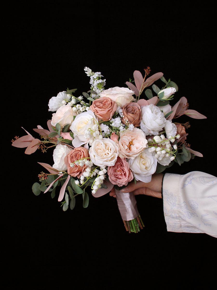 Free Form Bride Bridesmaid Bouquet Dusty Rose